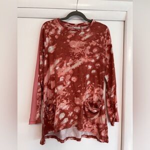 LOGO by Lori Goldstein Long Sleeve Printed Cotton Modal Top Medium A261079
